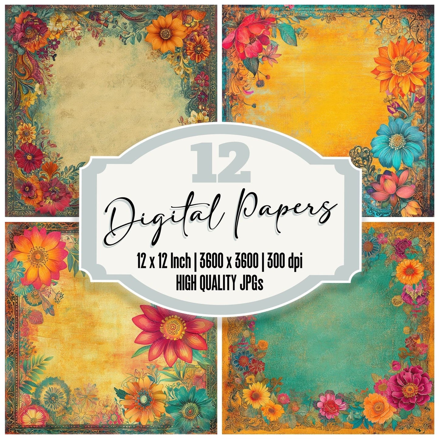 Marigold Celebration Background Digital Paper Pack (DDD000592)