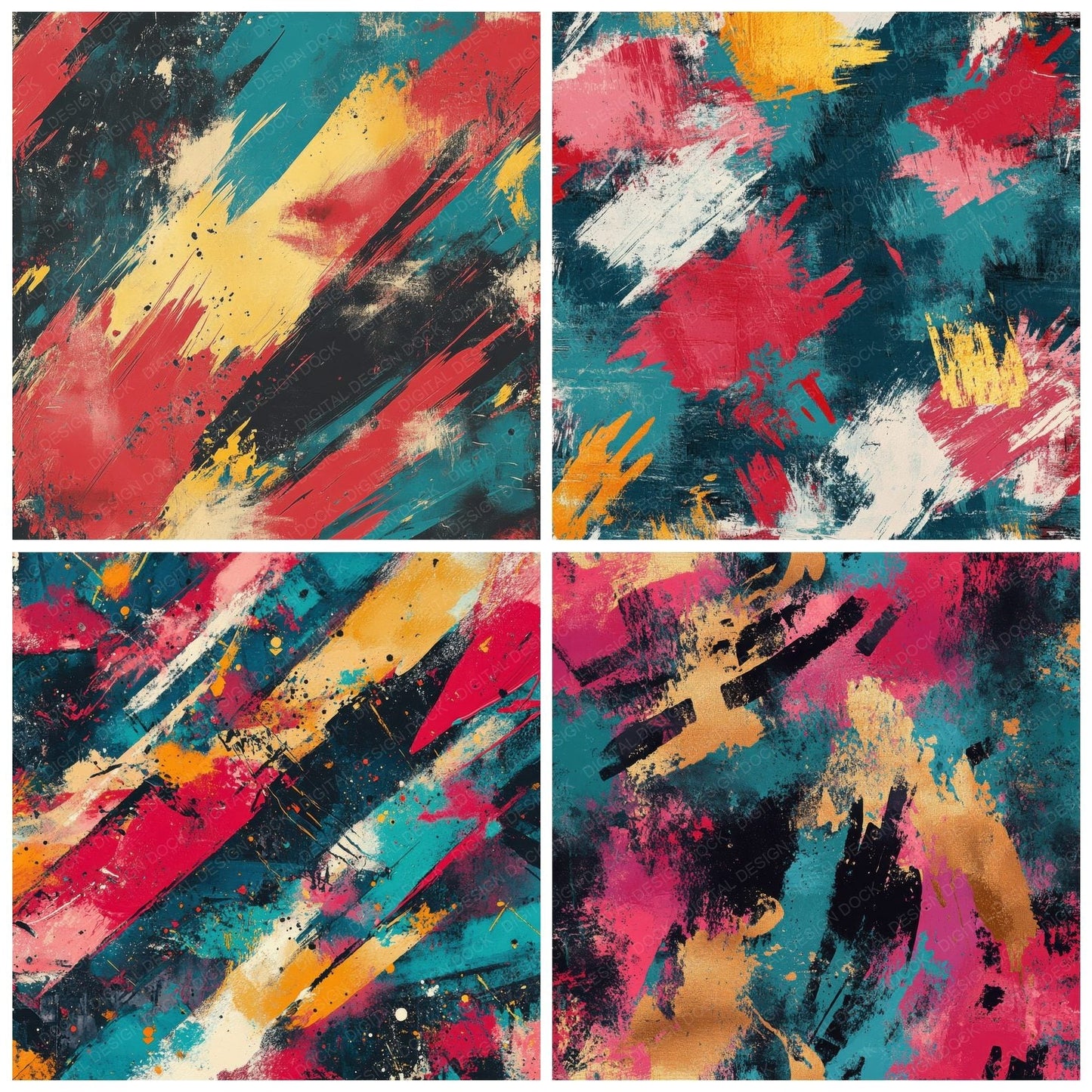 Maximalist Chaos Paint Background Digital Paper Pack (DDD000595)