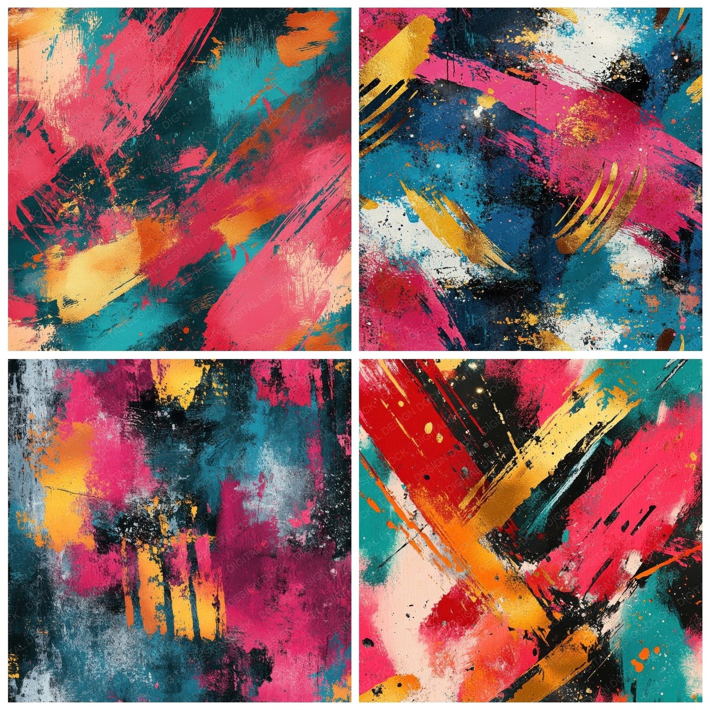 Maximalist Chaos Paint Background Digital Paper Pack (DDD000595)