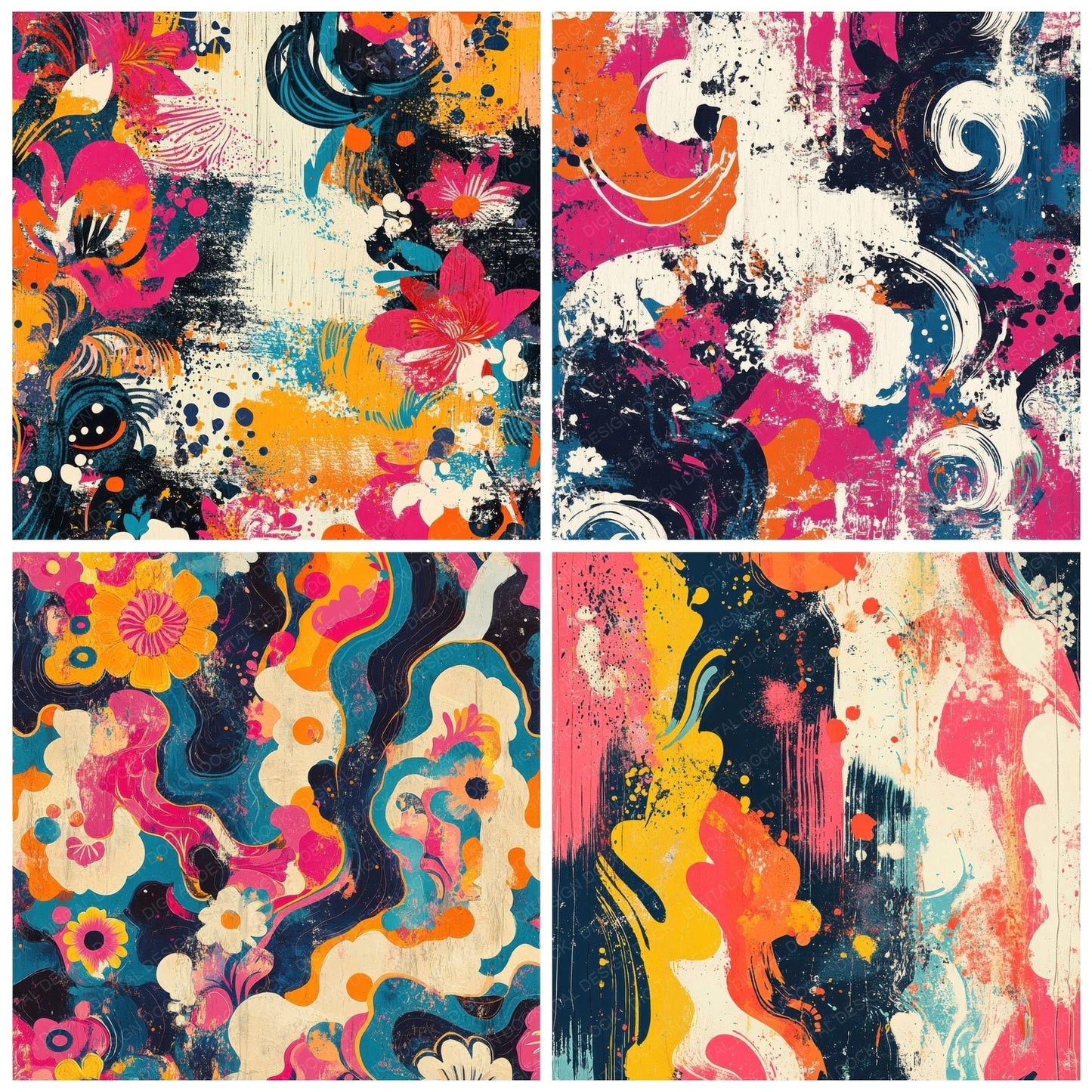 Maximalist Floral Chaos Background Digital Paper Pack (DDD000596)