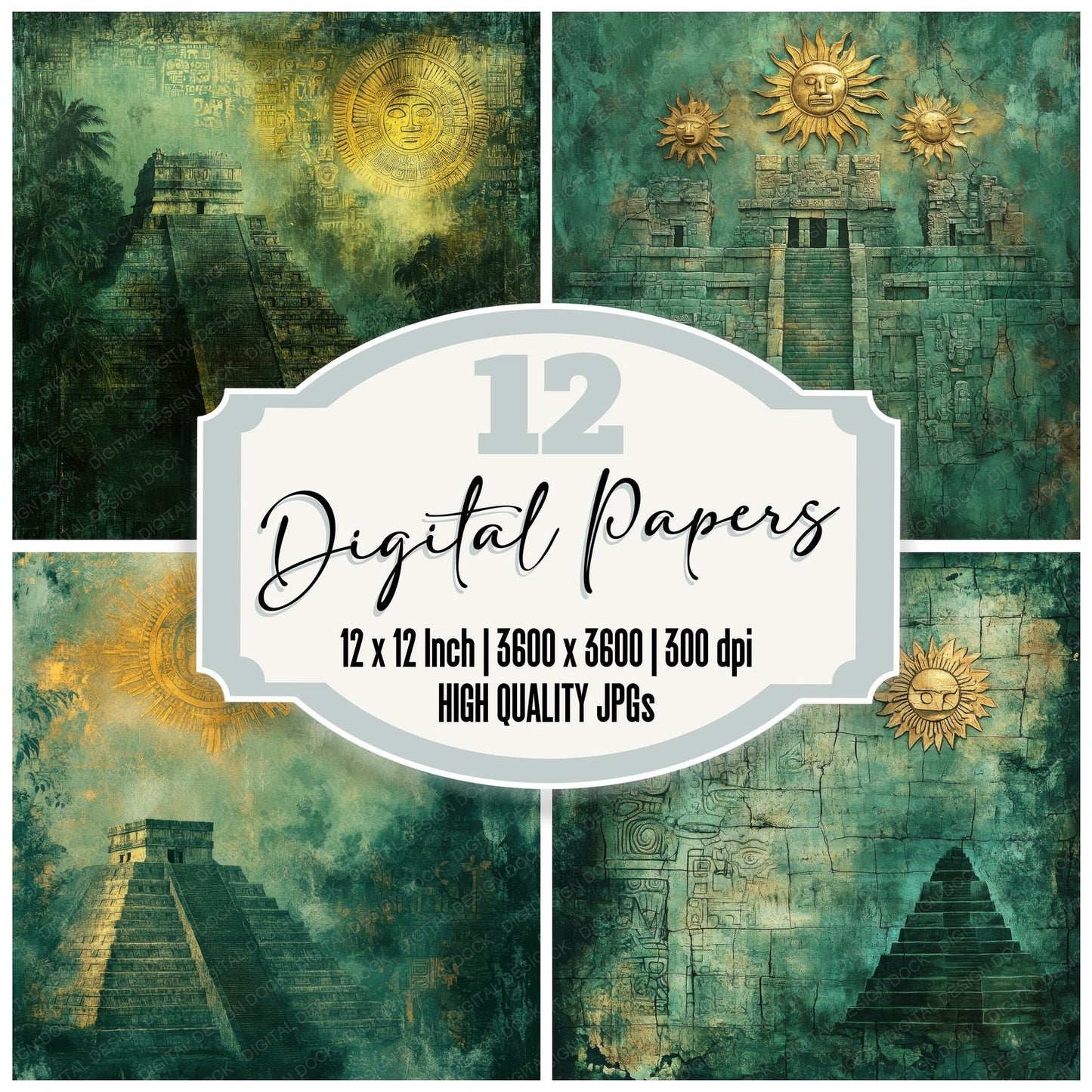 Maya Relics Background Digital Paper Pack (DDD000597)