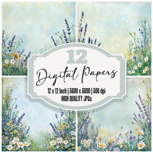 Meadow Whimsy Background Digital Paper Pack (DDD000598)