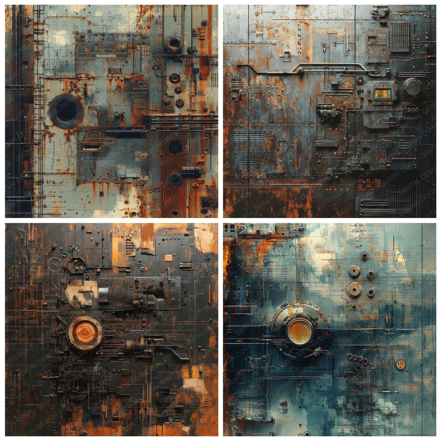 Mechanical Dystopia Background Digital Paper Pack (DDD000600)