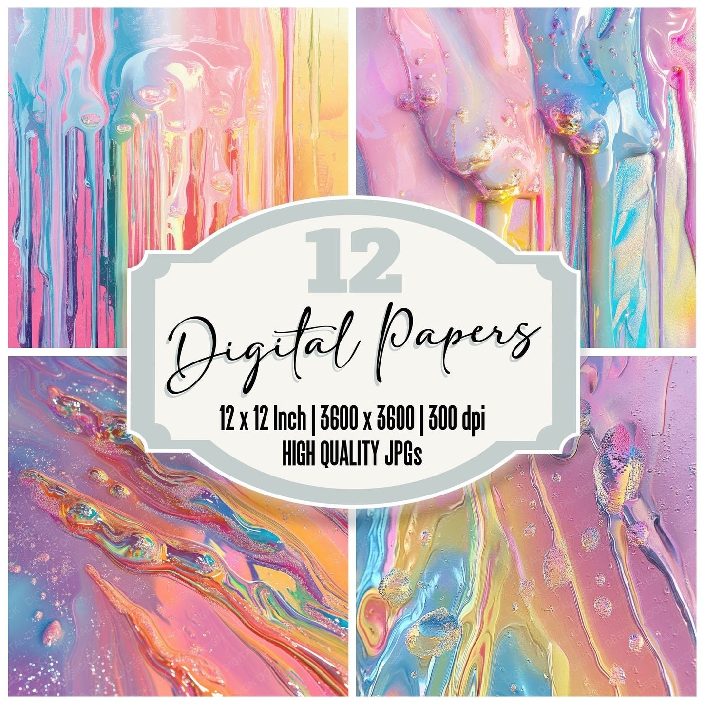 Melting Candy Dreams Background Digital Paper Pack (DDD000601)