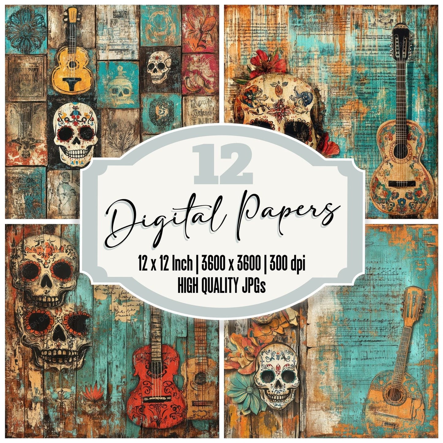 Mexico Folk Background Digital Paper Pack (DDD000603)