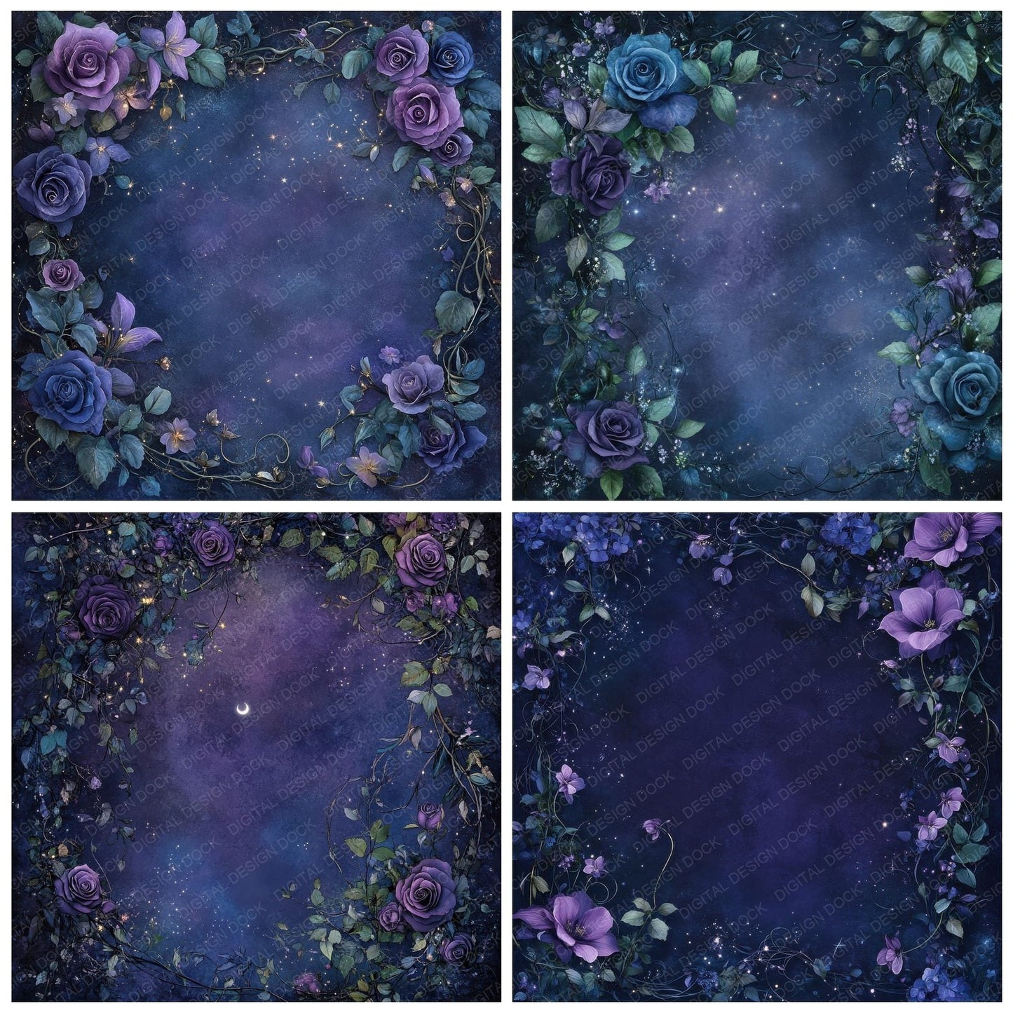 Midnight Bloom Background Digital Paper Pack (DDD000604)