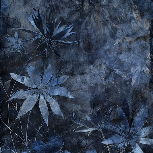 Midnight Blue Floral Background Digital Paper Pack (DDD000606)