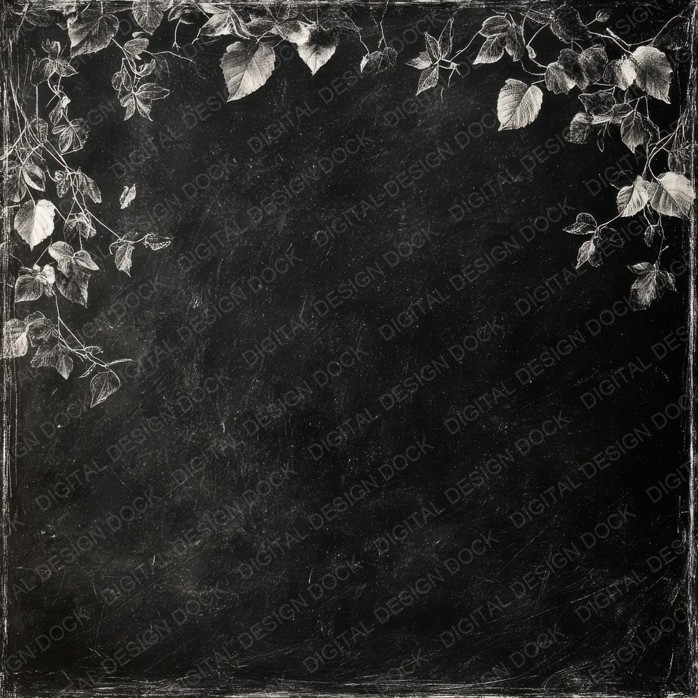 Midnight Chalk Leaves Background Digital Paper Pack (DDD000608)