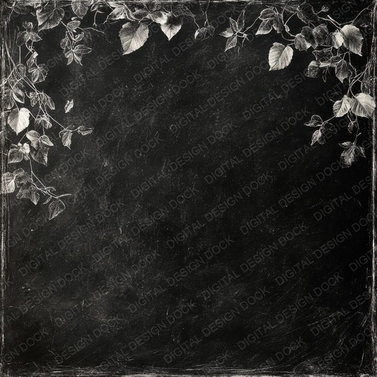 Midnight Chalk Leaves Background Digital Paper Pack (DDD000608)