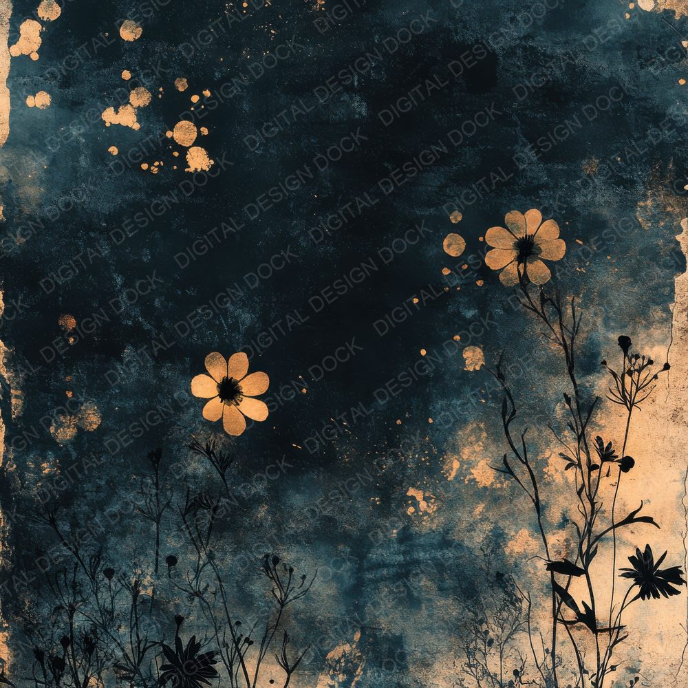 Midnight Floral Shadows Background Digital Paper Pack (DDD000609)