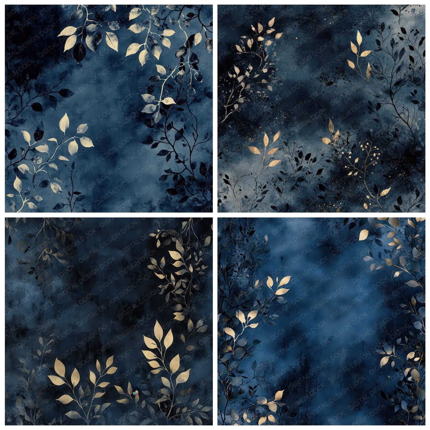 Midnight Ink Flora Background Digital Paper Pack (DDD000611)