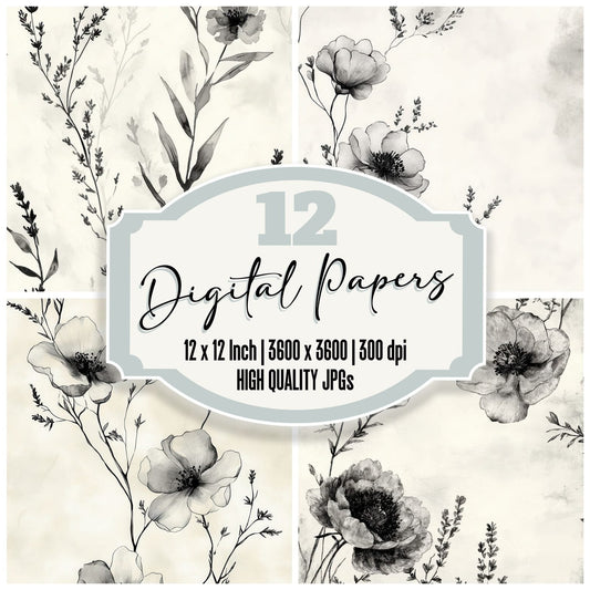 Minimal Ink Bloom Background Digital Paper Pack (DDD000613)