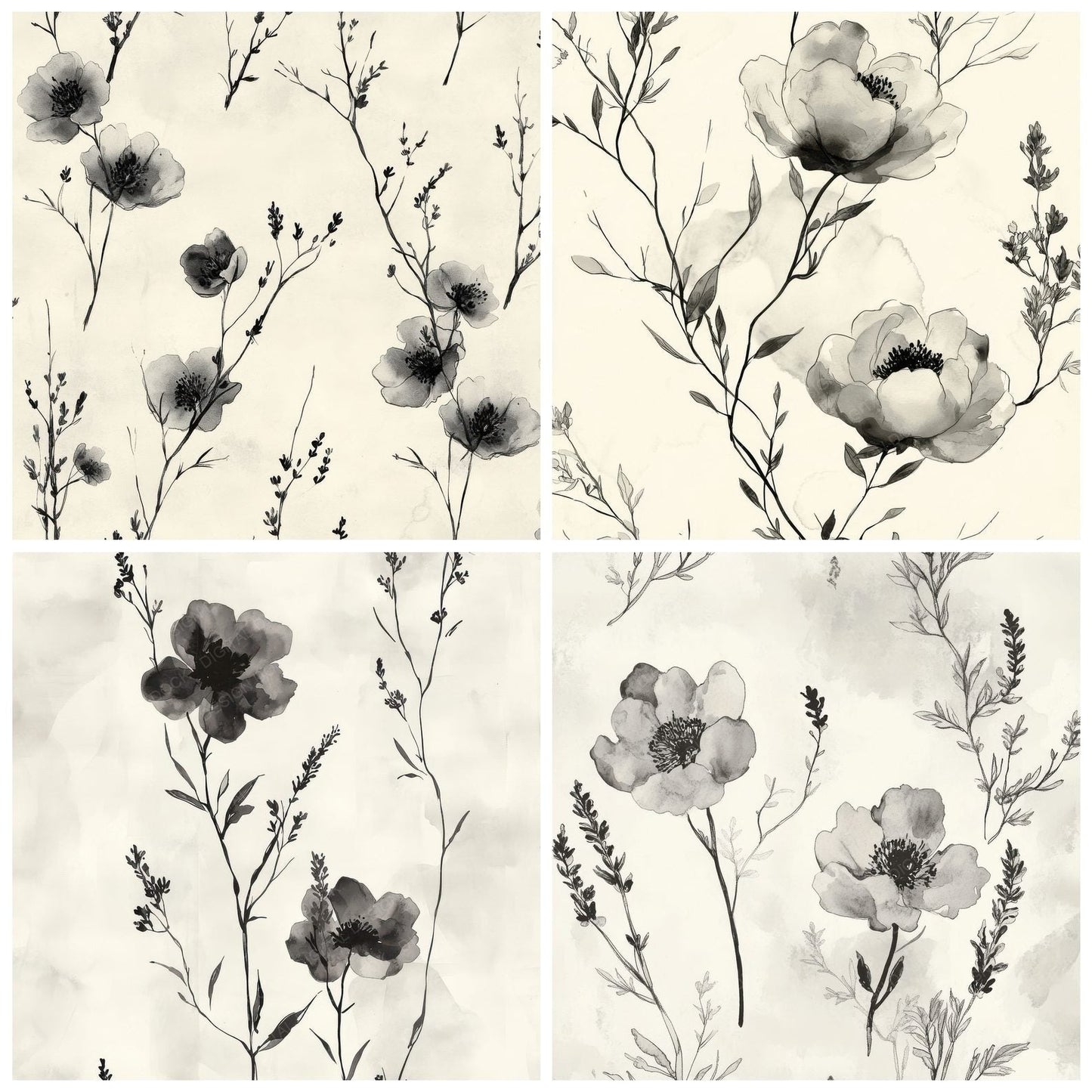 Minimal Ink Bloom Background Digital Paper Pack (DDD000613)