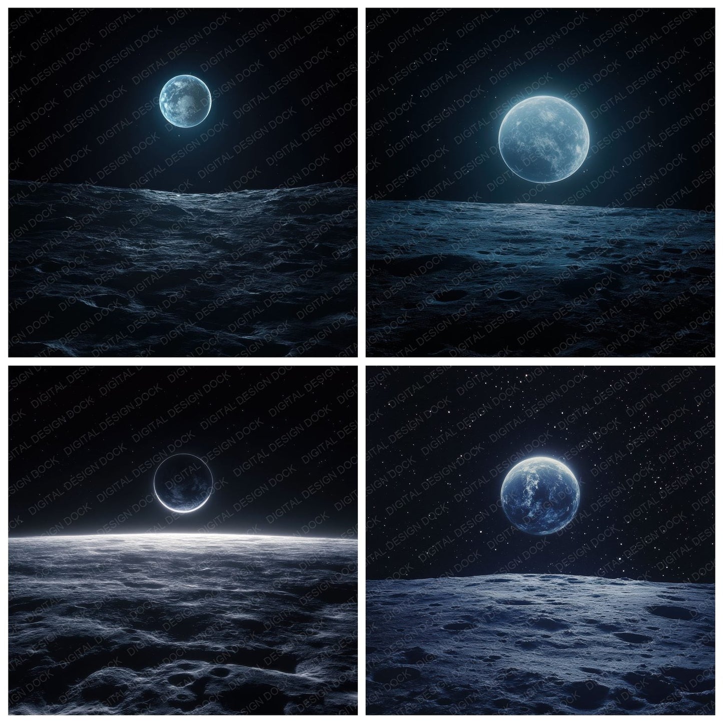 Moon Edge Earthrise Background Digital Paper Pack (DDD000625)