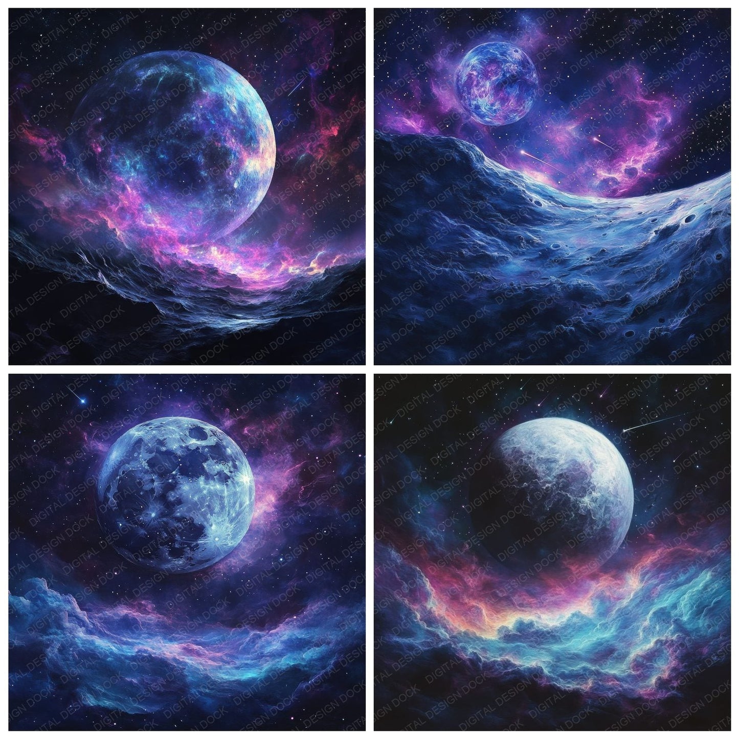 Moon Edge Nebula Background Digital Paper Pack (DDD000626)