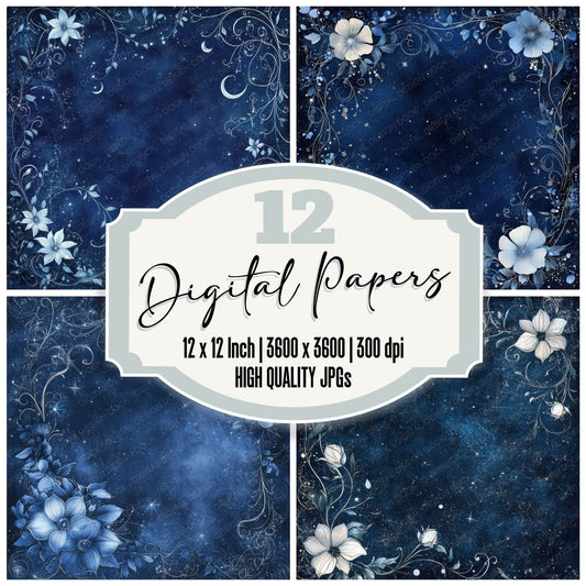 Moonlit Flora Background Digital Paper Pack (DDD000627)