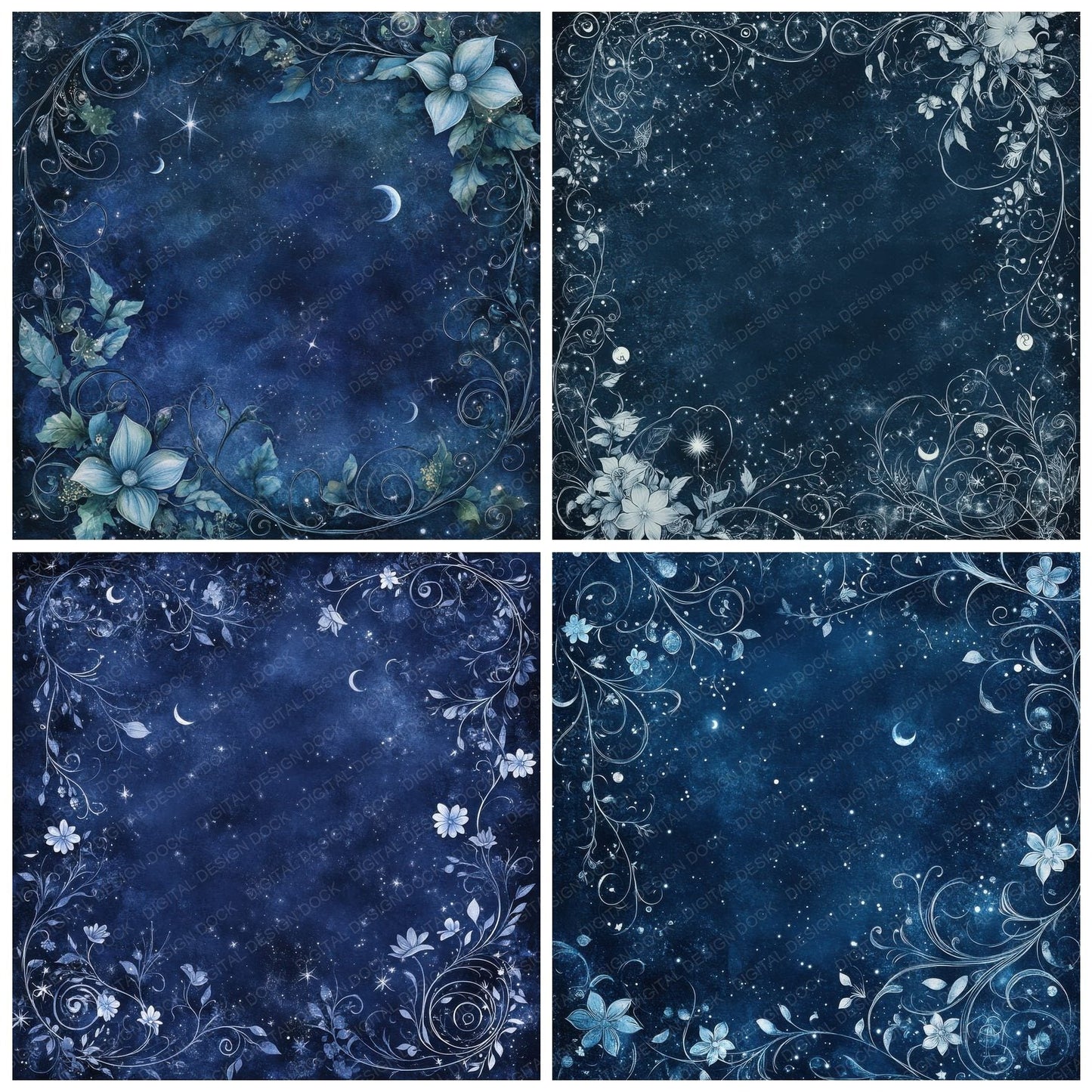 Moonlit Flora Background Digital Paper Pack (DDD000627)