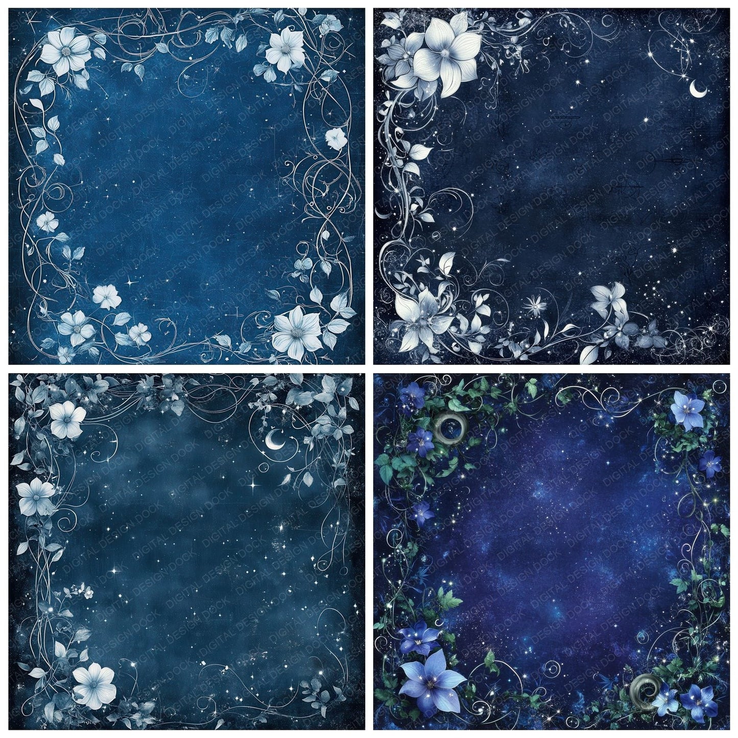 Moonlit Flora Background Digital Paper Pack (DDD000627)