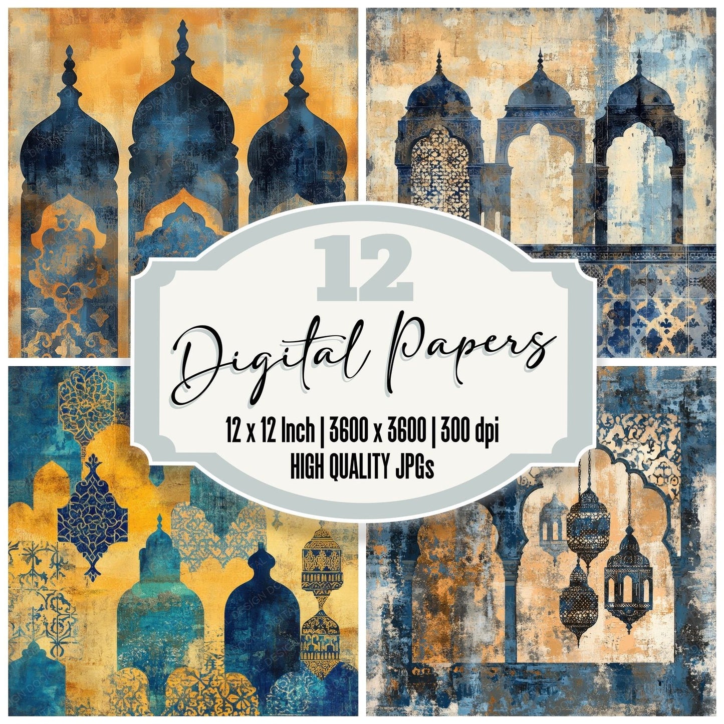 Morocco Tiles Background Digital Paper Pack (DDD000628)