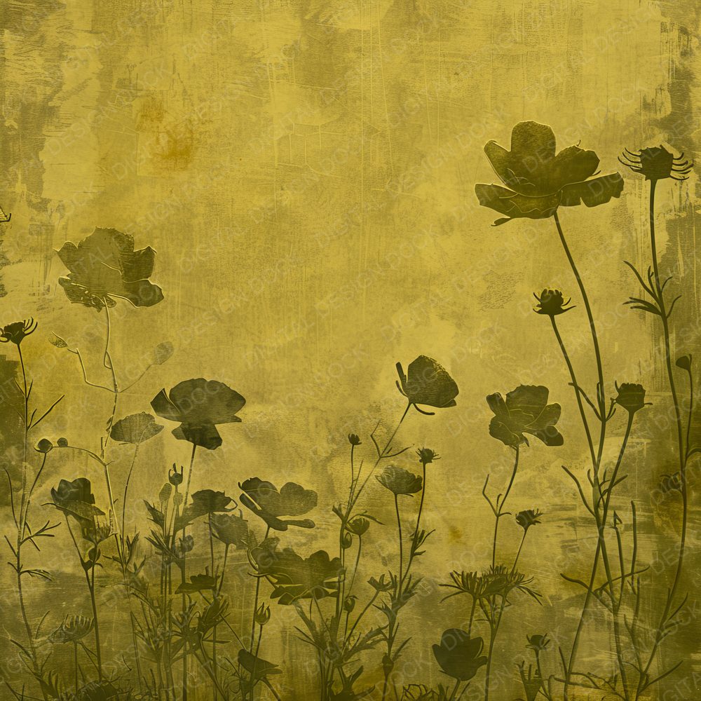 Mustard Yellow Floral Background Digital Paper Pack (DDD000630)