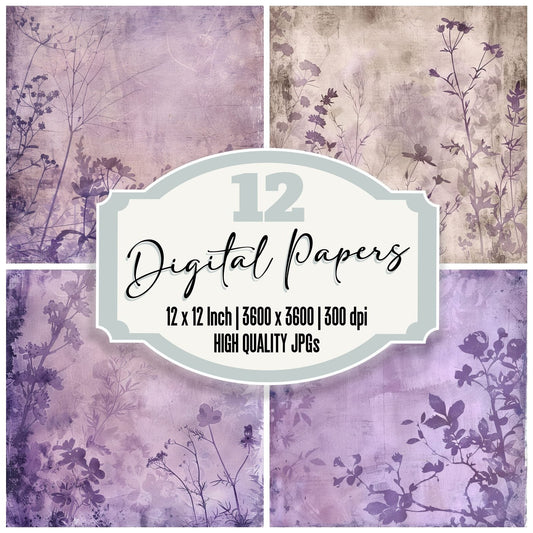 Muted Lavender Brocade Pattern Background Digital Paper Pack (DDD000632)