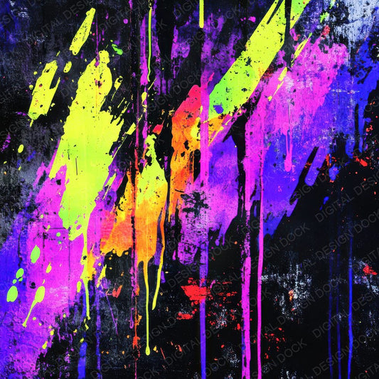 Neon Chaos Drips Background Digital Paper Pack (DDD000634)