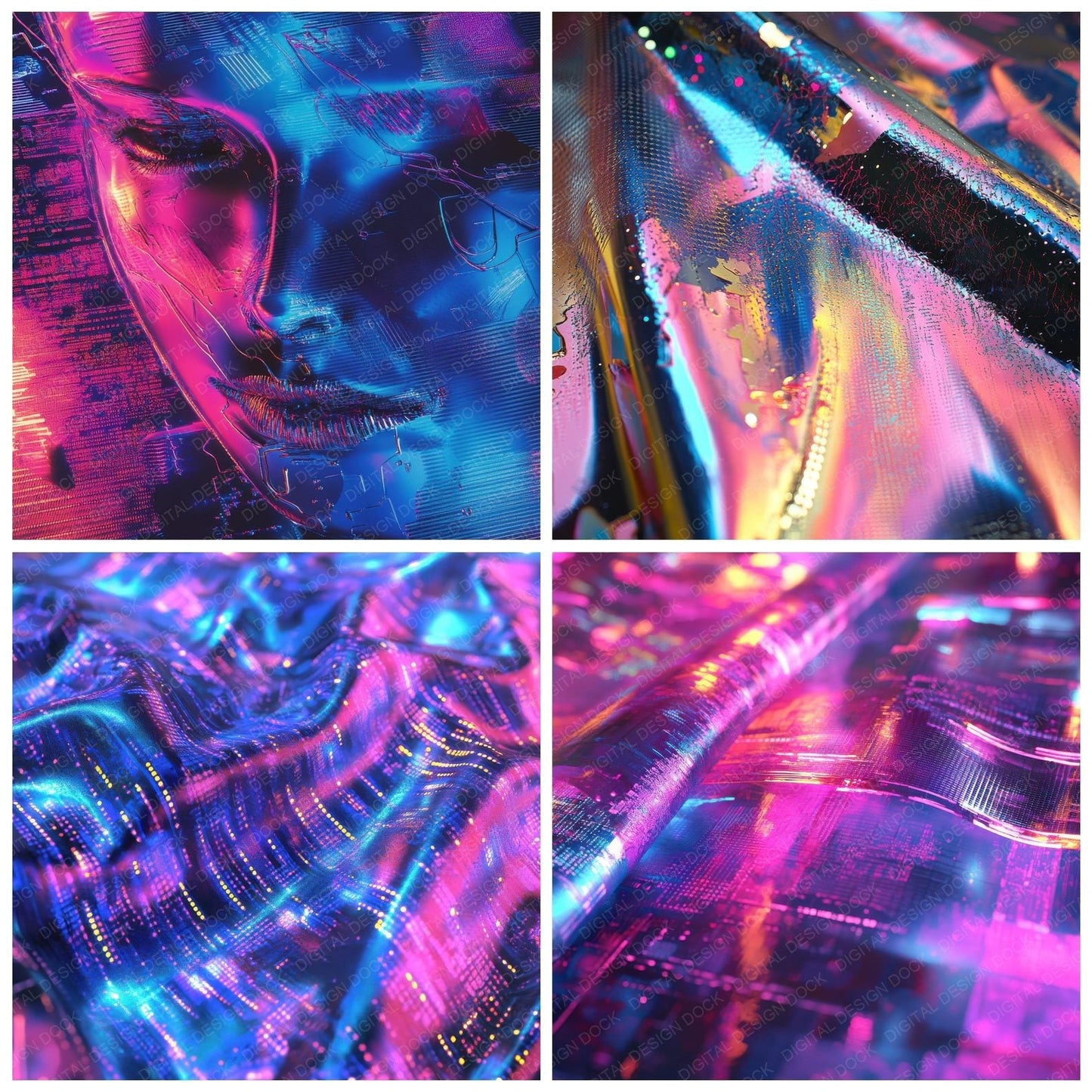 Neon Cyber Leather Background Digital Paper Pack (DDD000635)