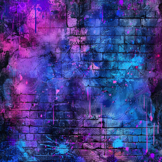 Neon Graffiti Wall Background Digital Paper Pack (DDD000636)