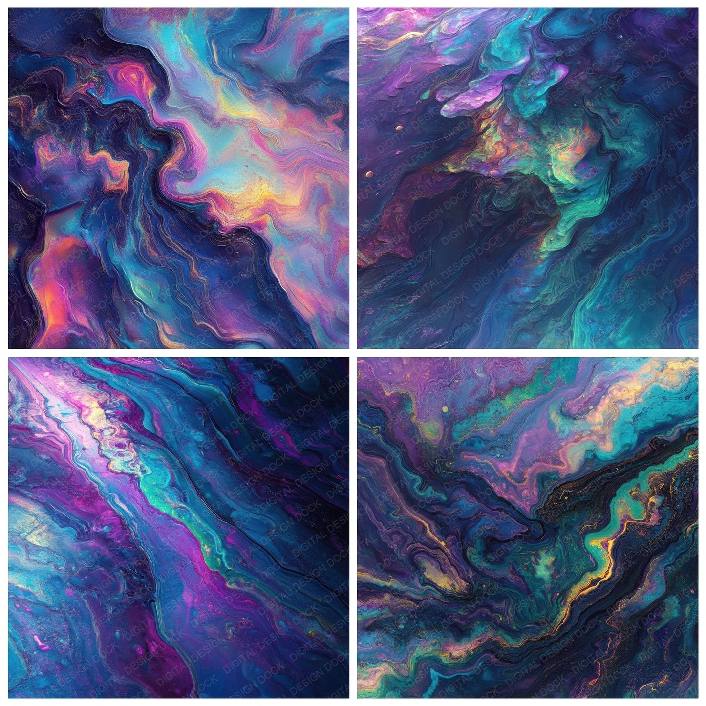Neon Liquid Flow Background Digital Paper Pack (DDD000637)