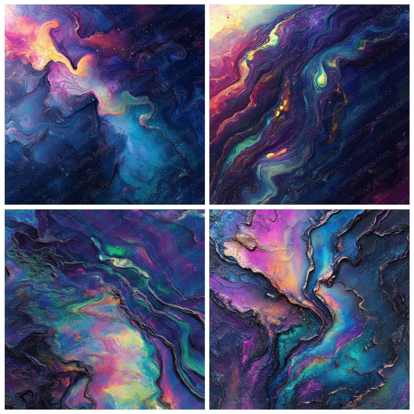 Neon Liquid Flow Background Digital Paper Pack (DDD000637)