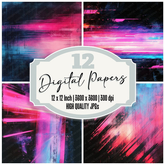 Neon Motion Blur Background Digital Paper Pack (DDD000639)