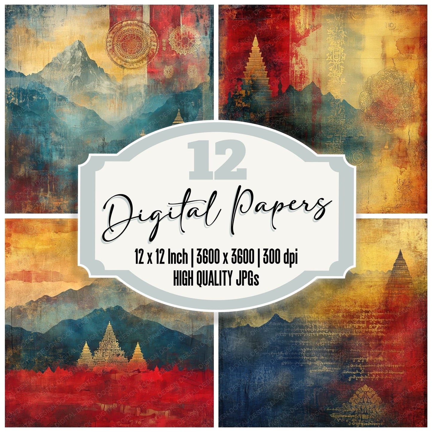Nepal Spirit Background Digital Paper Pack (DDD000642)