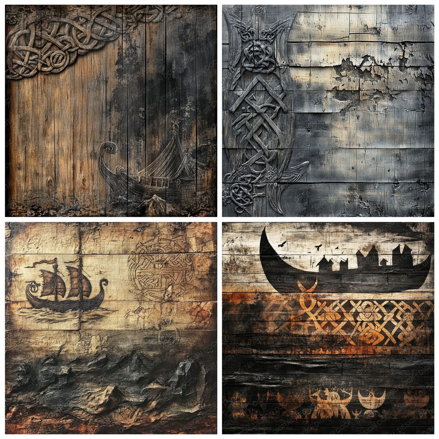 Nordic Rune Relics Background Digital Paper Pack (DDD000644)