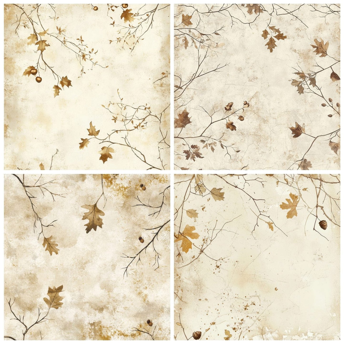 Oak Leaves and Acorns Background Digital Paper Pack (DDD000648)