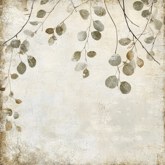 Olive Branches and Eucalyptus Leaves Background Digital Paper Pack (DDD000652)