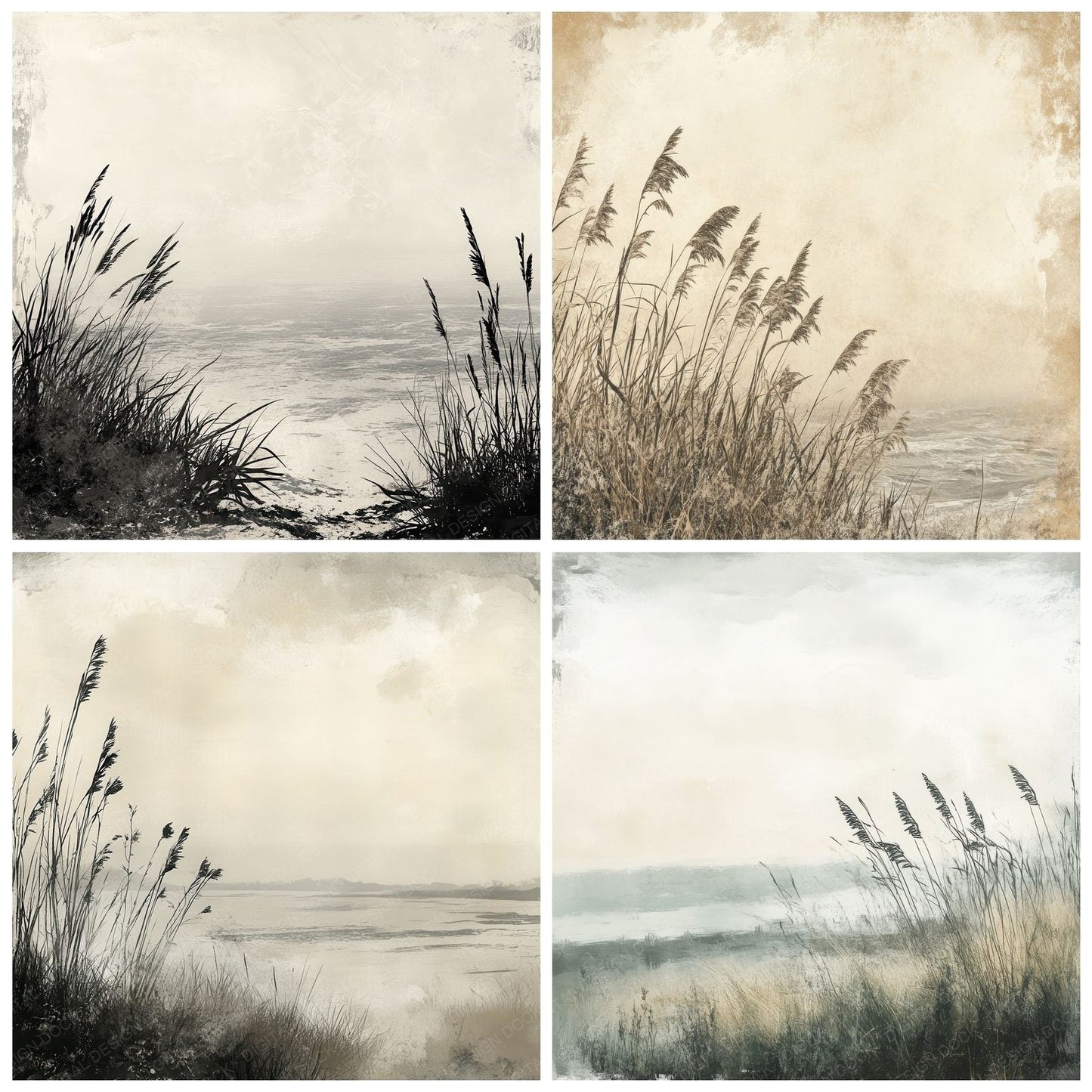 Overgrown Coastal Grass Background Digital Paper Pack (DDD000656)