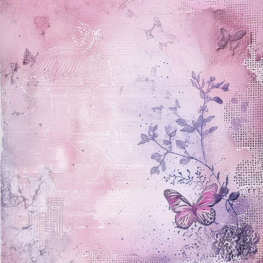 Pale Lavender Butterflies Background Digital Paper Pack (DDD000661)