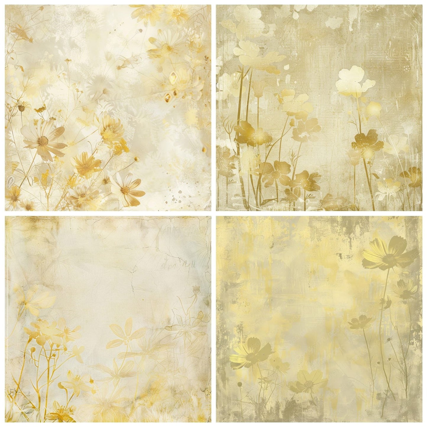 Pale Yellow Floral Background Digital Paper Pack (DDD000662)