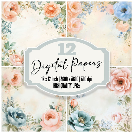 Pastel Petals Background Digital Paper Pack (DDD000668)