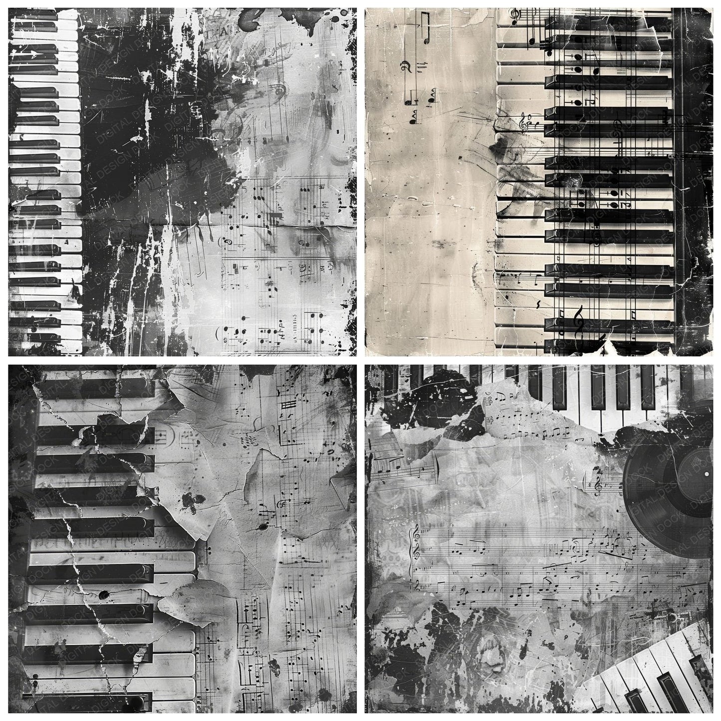 Piano Keys Music Background Digital Paper Pack (DDD000673)