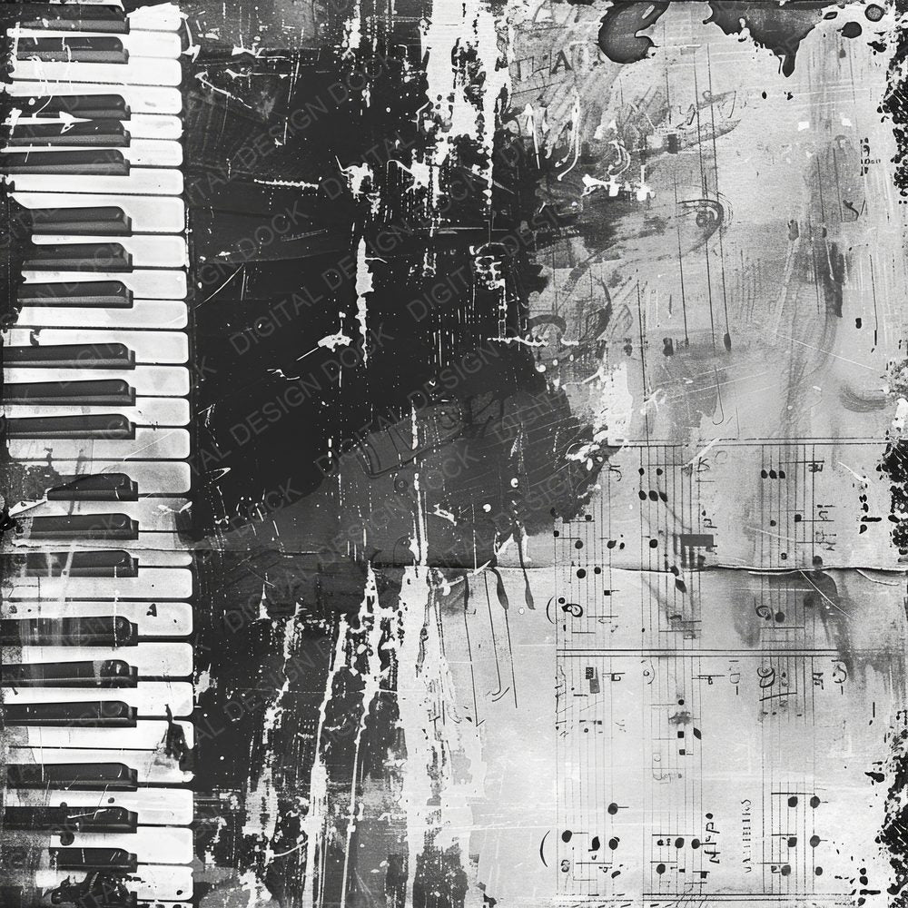 Piano Keys Music Background Digital Paper Pack (DDD000673)