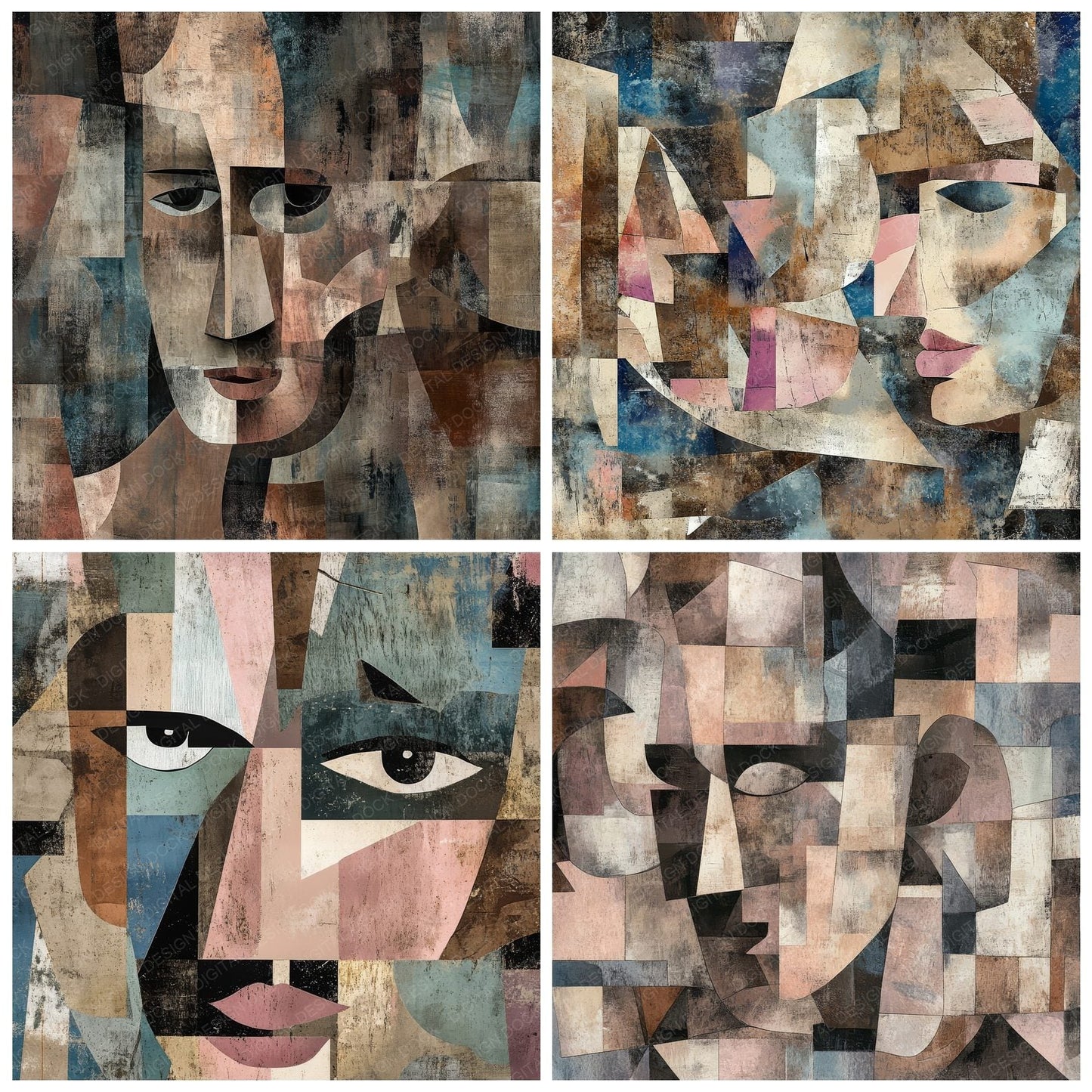 Picasso Inspired Background Digital Paper Pack (DDD000674)