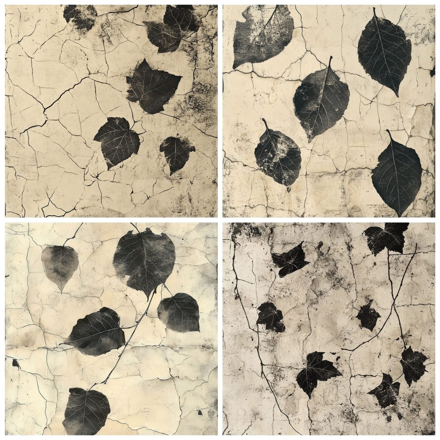 Plaster Ink Leaves Background Digital Paper Pack (DDD000680)