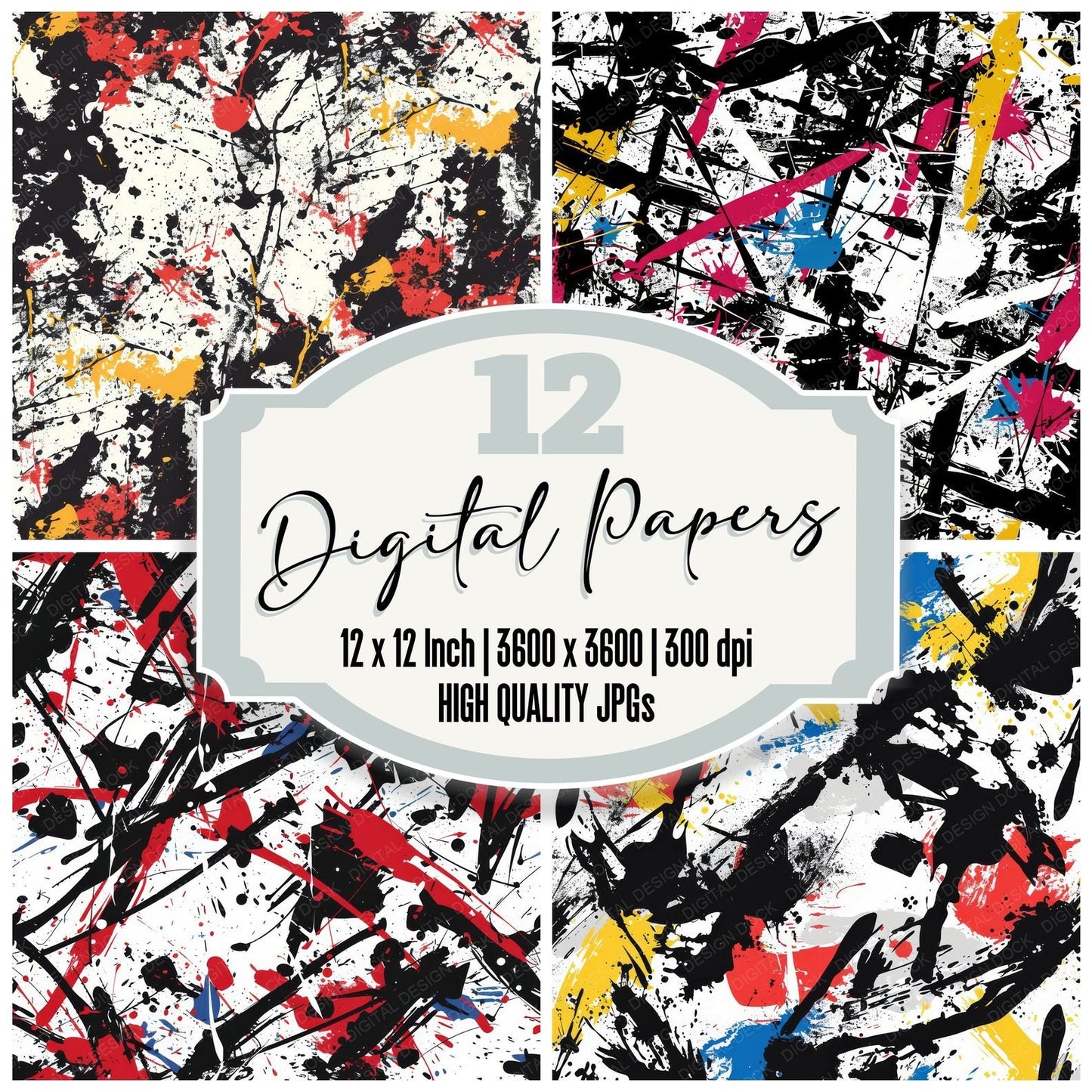 Pollock Inspired Background Digital Paper Pack (DDD000682)