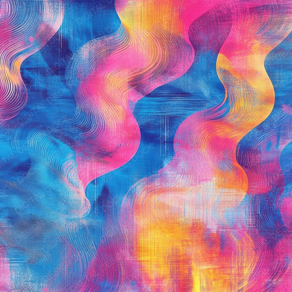 Psychedelic Swirl Waves Background Digital Paper Pack (DDD000689)