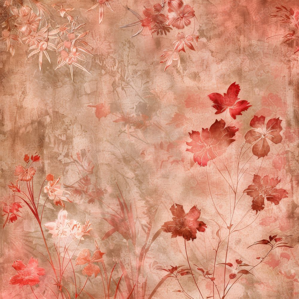 Red Floral Background Digital Paper Pack (DDD000693)