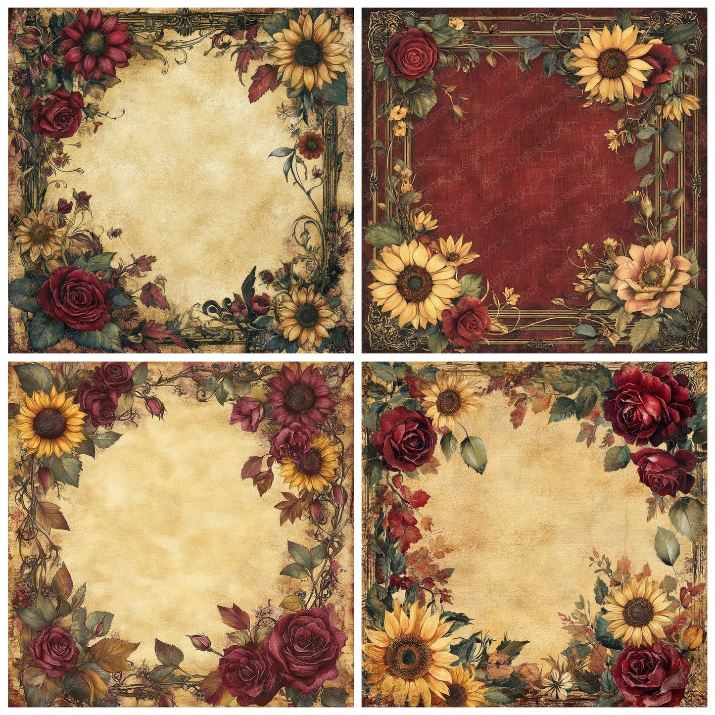 Renaissance Bloom Background Digital Paper Pack (DDD000695)
