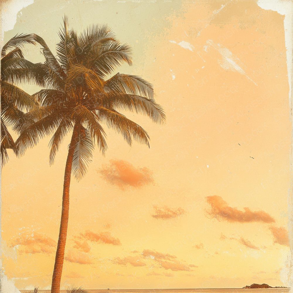 Retro 70s Palm Print Background Digital Paper Pack (DDD000696)