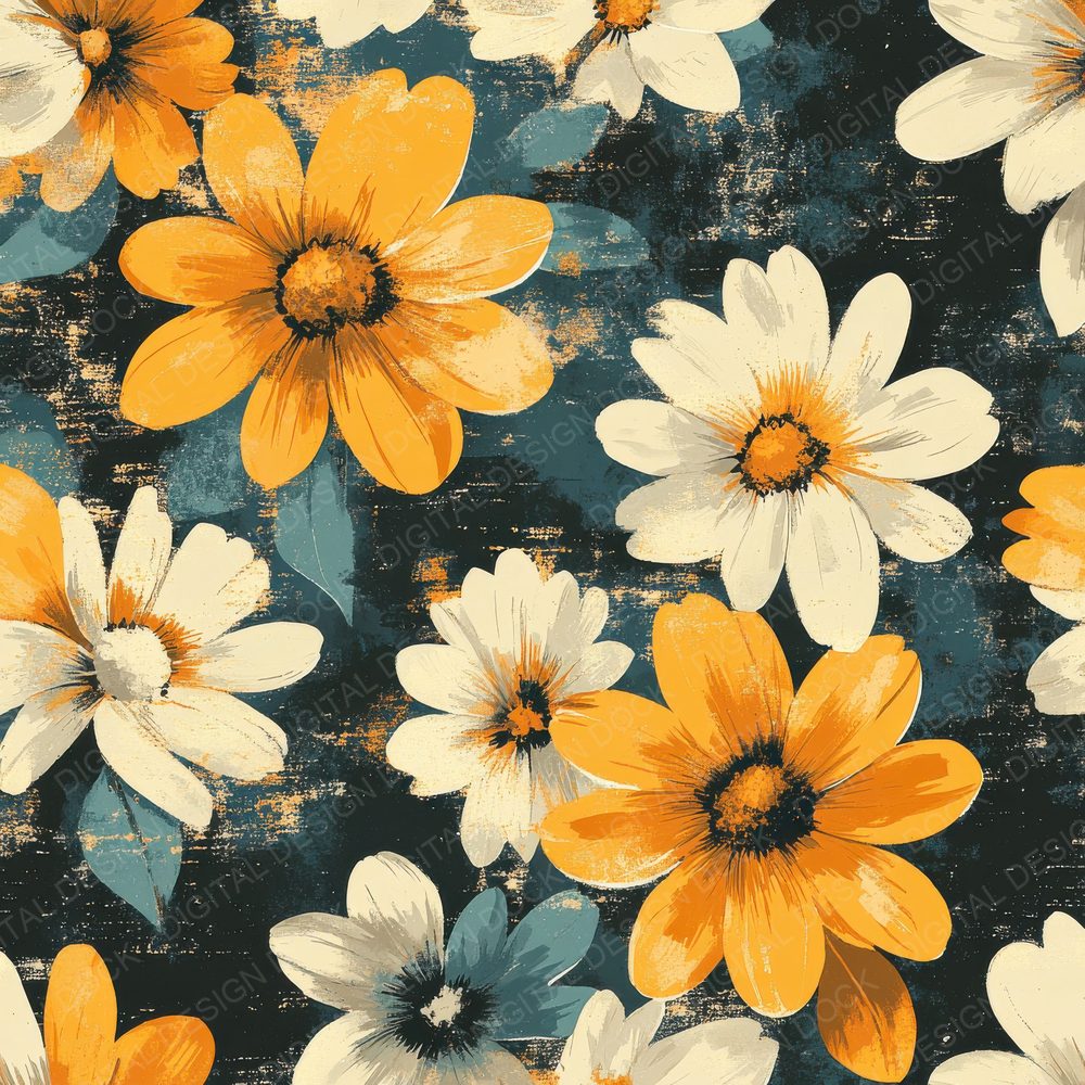 Retro Funk Florals Background Digital Paper Pack (DDD000698)