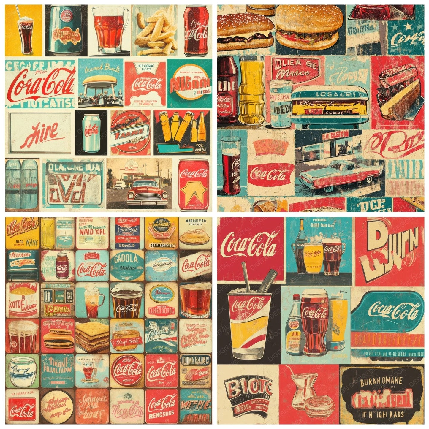 Retro Vintage Ads Background Digital Paper Pack (DDD000700)